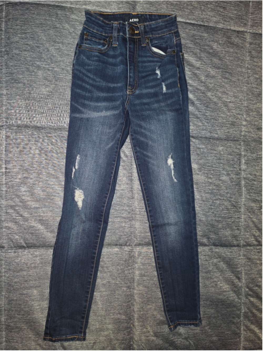 Women's Aero Super High Rise Distressed Skinny Jeans Size 00 Blue